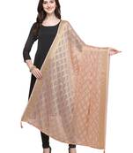 Peach Chiffon Woven Womens Dupatta