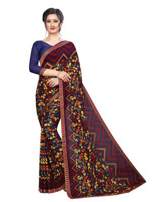 Multicolor Printed Georgette Saree With Blouse 1
