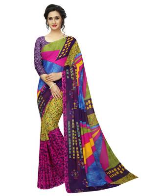 Multicolor Printed Georgette Saree With Blouse 1