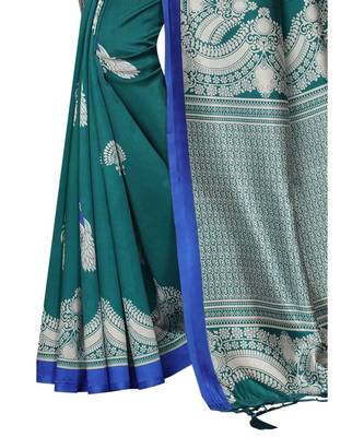 multicolor Printed art Silk saree with blouse 2