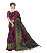 multicolor Printed art Silk saree with blouse