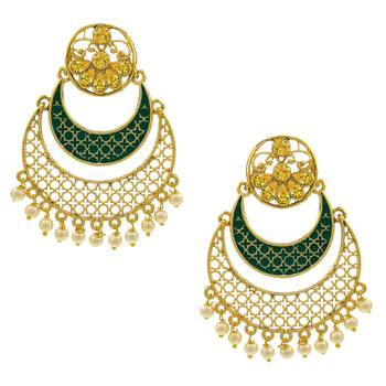 Saizen Wedding Traditional Moti Jhumka Earrings Alloy Drops & Danglers 1