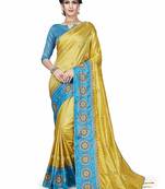 yellow Embroidery silk saree with blouse
