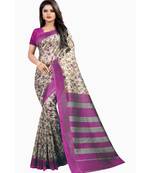 multicolor printed art silk saree with blouse