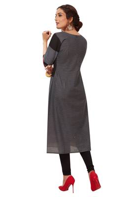 Women's Red & Black Cotton Printed Straight Fit Readymade Kurti 2