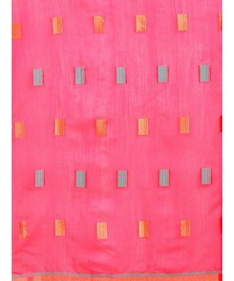 Pink Chanderi Cotton Woven Saree 4