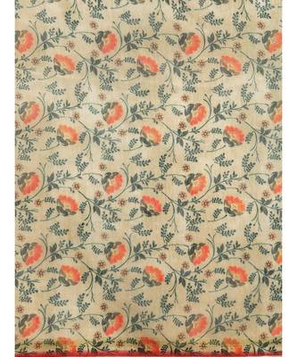 Cream Chanderi Cotton Digital Floral Printed Saree 4