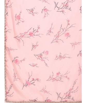 Pink Silk Blend Digital Floral Print Saree 4