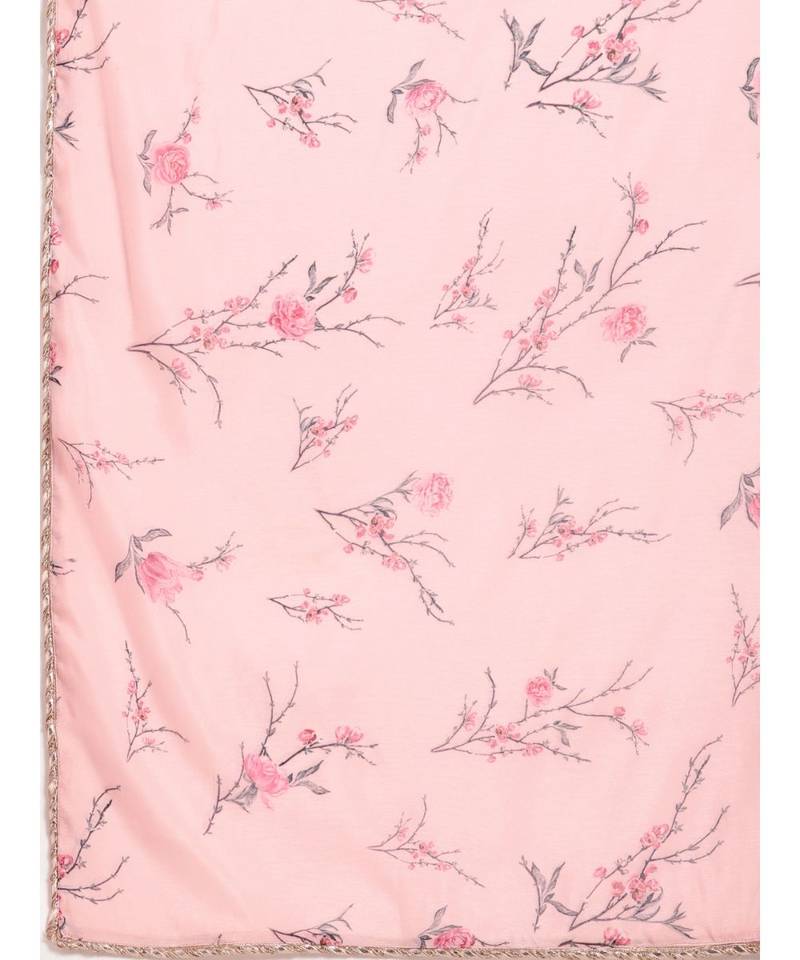 Pink Silk Blend Digital Floral Print Saree