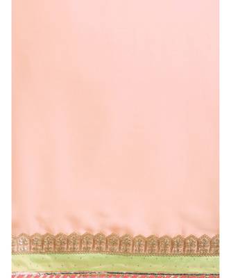 Peach Satin Embroidered Lace Bordered Saree 4