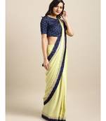 Lime Green Satin Embroidered Lace Bordered Saree