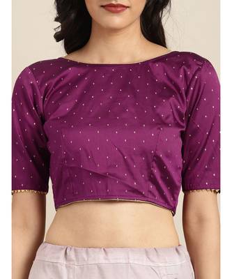 Purple Viscose Chiffon Woven Lace Bordered Saree 3