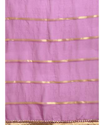 Purple Viscose Chiffon Woven Lace Bordered Saree 4