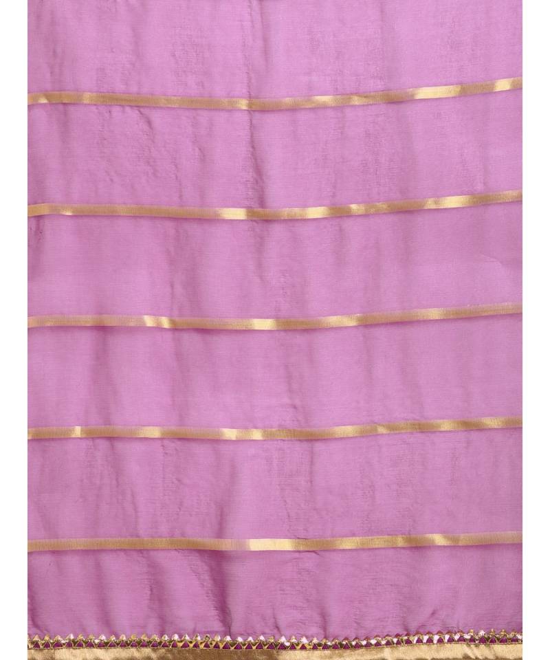 Purple Viscose Chiffon Woven Lace Bordered Saree