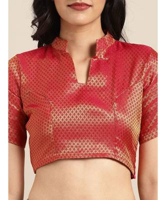 Orange & Red Silk Blend Lace Bordered Saree 3