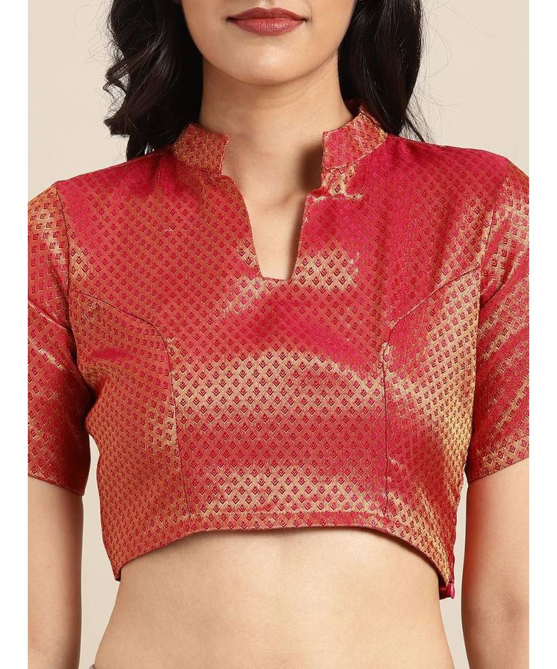 Orange & Red Silk Blend Lace Bordered Saree