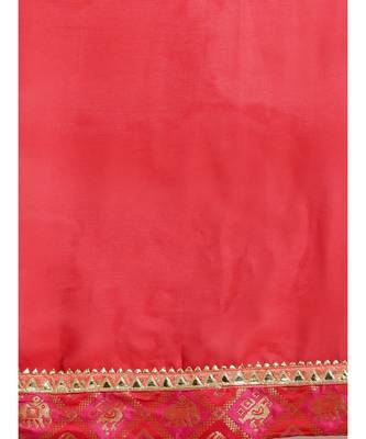 Orange & Red Silk Blend Lace Bordered Saree 4
