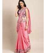 Pink Satin Lace Bordered Saree