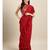 Maroon Georgette Solid Ruffle Saree