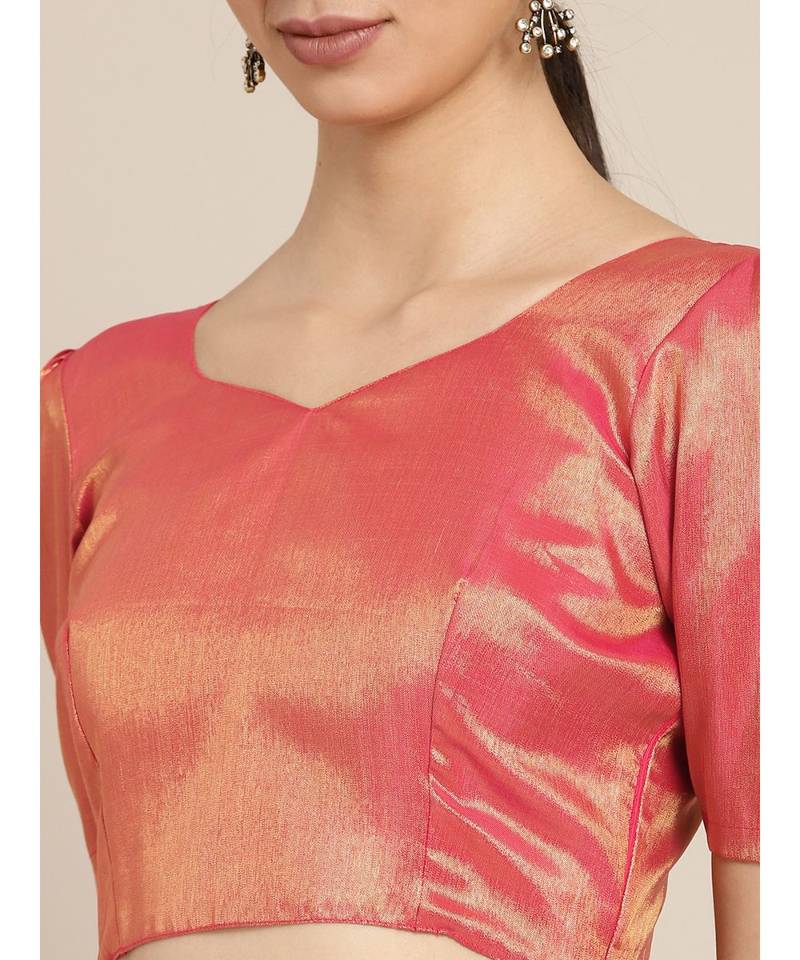 Red & Blue Viscose Georgette Shaded With Embroidered Belt Saree