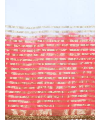 Red & Blue Viscose Georgette Shaded With Embroidered Belt Saree 4