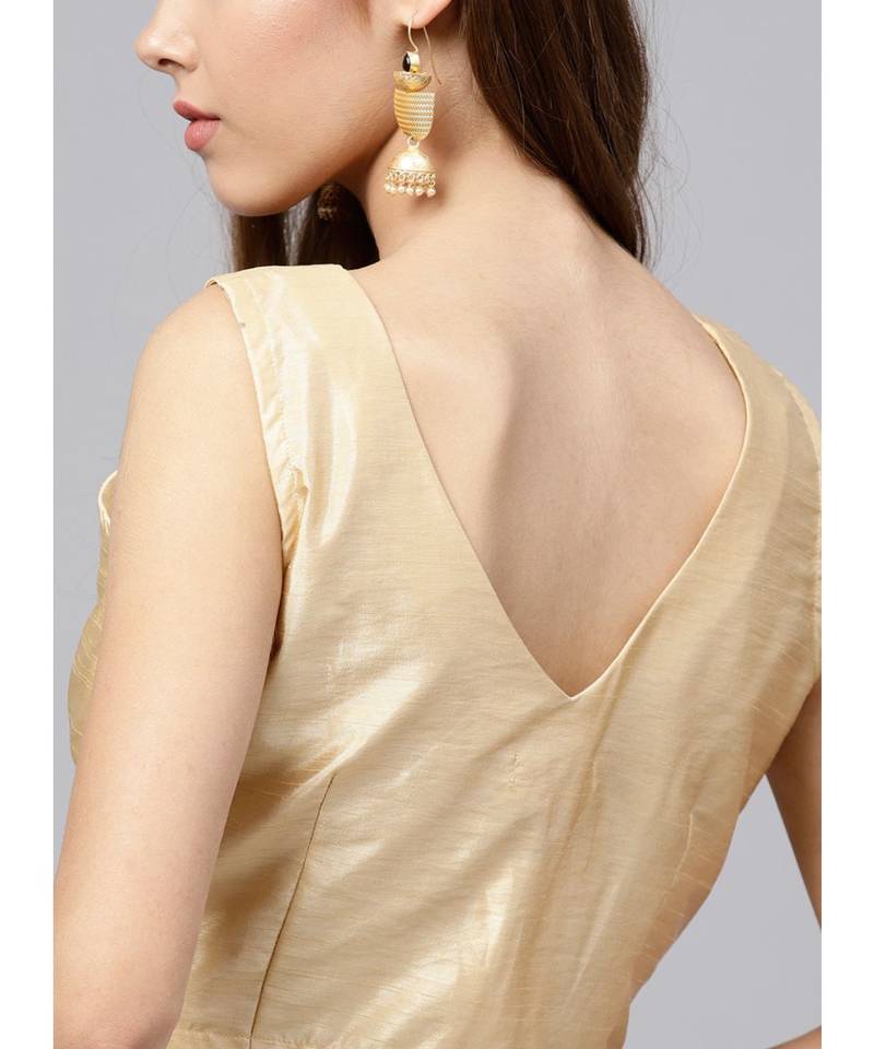 Cream Chiffon Embellished Saree