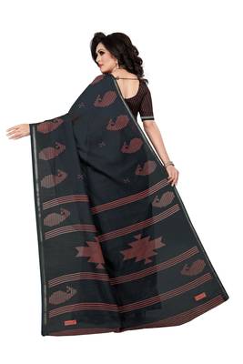 black printed cotton saree with blouse 3
