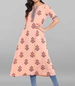 Janasya Women's Peach Crepe Kurta
