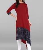 Janasya Women's Maroon Poly Crepe Kurta