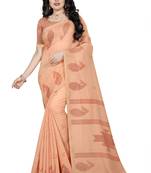 peach printed cotton saree with blouse