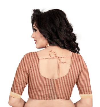 peach printed cotton saree with blouse 5