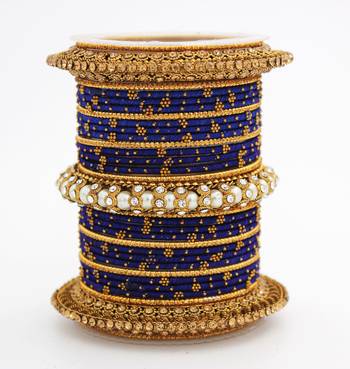 Traditional Thread Bangle Set With Pearl Centre Kada 1