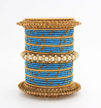 Traditional Thread Bangle Set With Pearl Centre Kada 1