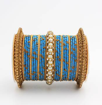 Traditional Thread Bangle Set With Pearl Centre Kada 2