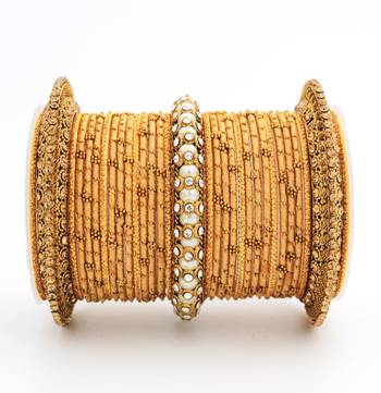 Traditional Thread Bangle Set With Pearl Centre Kada 2