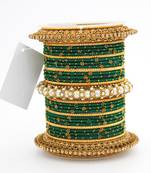 Green Beaded and Stone Encrusted Bangles and Kada Set