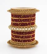 Traditional Thread Bangle Set With Pearl Centre Kada