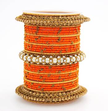 Traditional Thread Bangle Set With Pearl Centre Kada 1