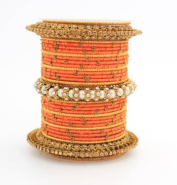 Traditional Thread Bangle Set With Pearl Centre Kada 1
