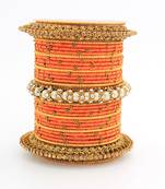 Traditional Thread Bangle Set With Pearl Centre Kada