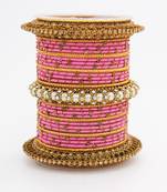 Traditional Thread Bangle Set With Pearl Centre Kada