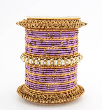 Traditional Thread Bangle Set With Pearl Centre Kada 1