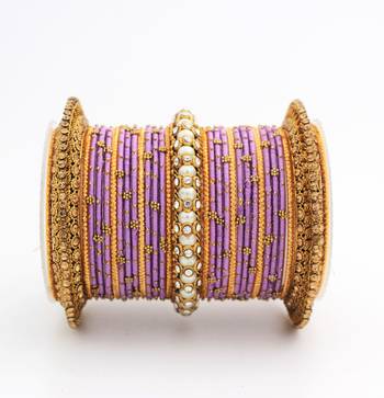 Traditional Thread Bangle Set With Pearl Centre Kada 2