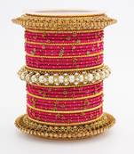 Traditional Thread Bangle Set With Pearl Centre Kada