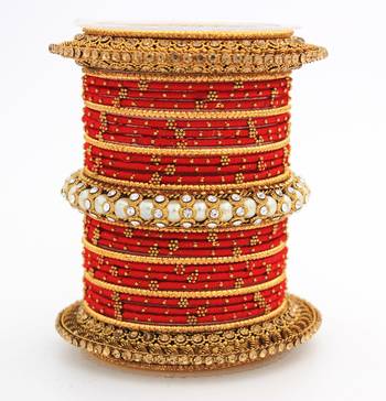 Traditional Thread Bangle Set With Pearl Centre Kada 1