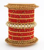 Traditional Thread Bangle Set With Pearl Centre Kada