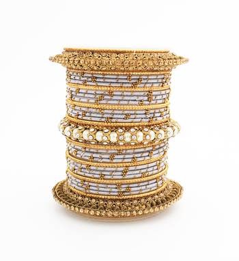 Traditional Thread Bangle Set With Pearl Centre Kada 1