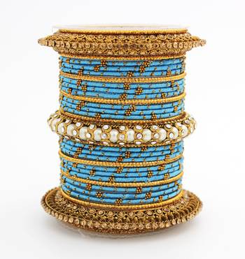Traditional Thread Bangle Set With Pearl Centre Kada 1