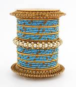 Traditional Thread Bangle Set With Pearl Centre Kada