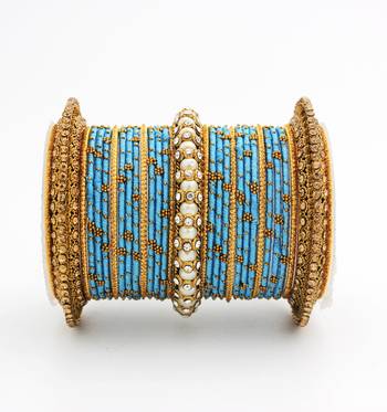 Traditional Thread Bangle Set With Pearl Centre Kada 2